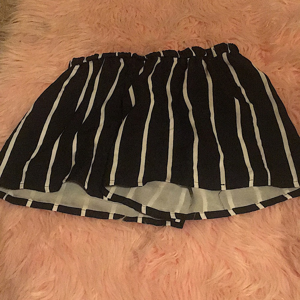 black and white stripped shorts